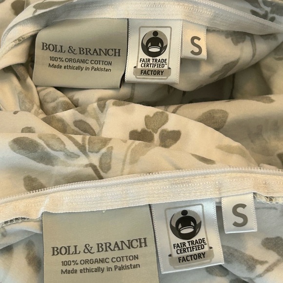 Boll & Branch Signature Botanical Duvet Set Pewter Full/Queen Flat Sheet Covers - Picture 6 of 12